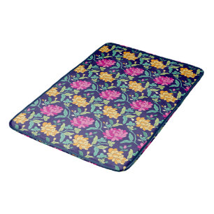 Elegant Floral Flowers Pink Yellow Buds Greenery Bath Mat