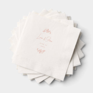 Elegant Floral Foil Wedding Personalized Rose Gold Napkins