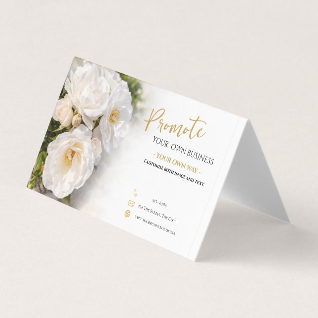 Elegant Floral Folded Business Card  (Front)