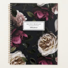 Élégant floral foncé sur noir | Personnalisé