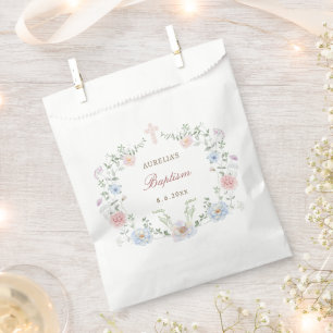 Elegant Floral Frame Baptism Favour Bag