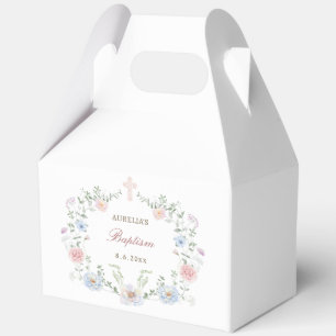Elegant Floral Frame Baptism Gable Favor Box