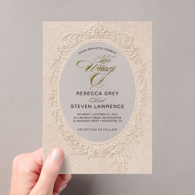 Elegant floral frame calligraphy wedding acrylic invitations (Insitu (Handheld))