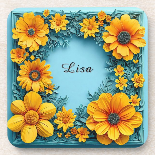 Elegant Floral Frame Coaster (Front)