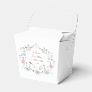 Elegant Floral Frame First Communion Take Out Favor Box