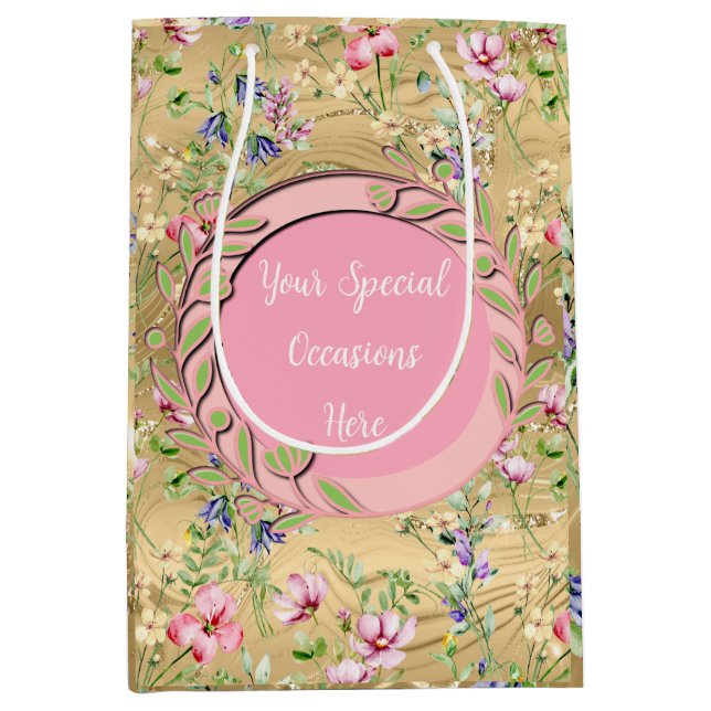 Elegant Floral Frame: for Every Occasion Medium Gift Bag (Front)