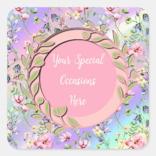 Elegant Floral Frame: for Every Occasion Square Sticker