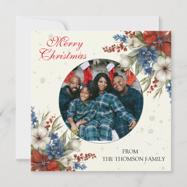 Elegant Floral Frame  Holiday Card (Front)