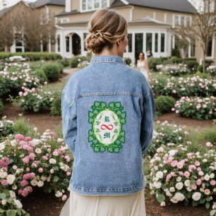 Elegant Floral Frame Infinity Love Personalized Denim Jacket