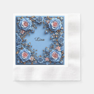 Elegant Floral Frame Napkin