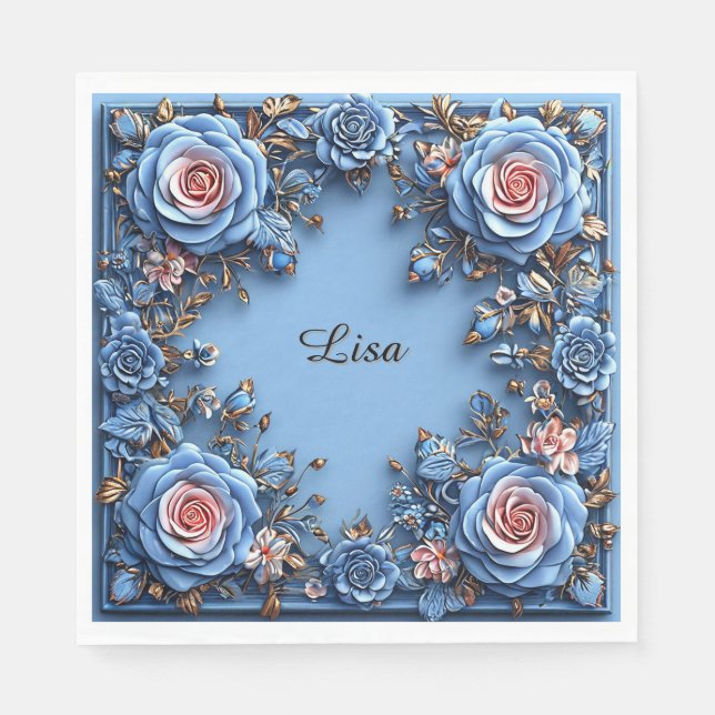 Elegant Floral Frame Napkin (Front)