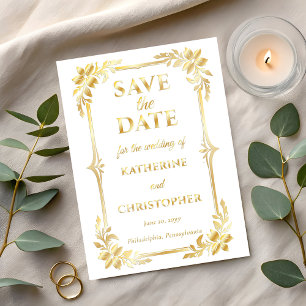 Elegant Floral Frame Photo Wedding Save the Date