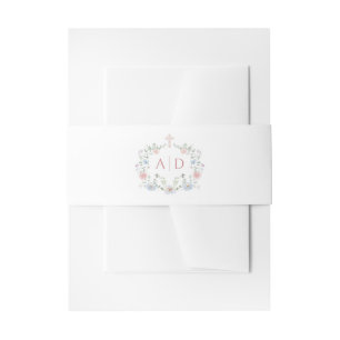 Elegant Floral Frame Religious Wedding Monograms Invitation Belly Band