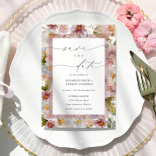 Elegant Floral Frame Save the Date Invitation