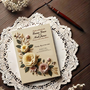 Elegant Floral Frame Wedding Invitation