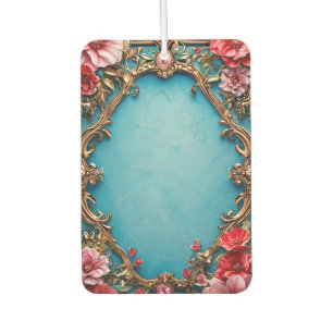 Elegant Floral Frame with Golden Design Air Freshener