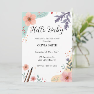 Elegant Floral Frame with Soft Pastel Accents Invitation