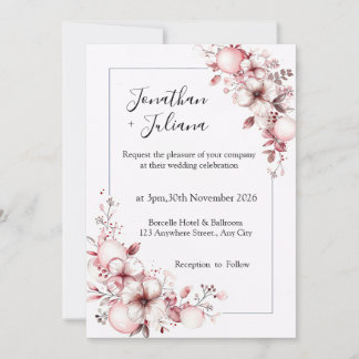 Elegant Floral Frame with Soft Pink Blossoms Invitation