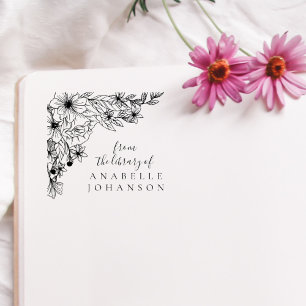 Elegant Floral From The Lbrary Of Book Rubber Stamp