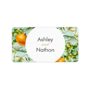 Elegant floral & Fruits watercolour summer Wedding Label