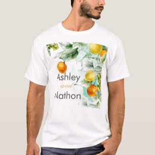 Elegant floral & Fruits watercolour summer Wedding T-Shirt