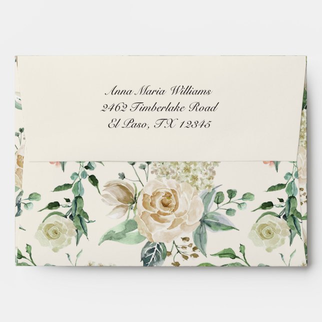 Elegant Floral Full Pattern Wedding Invitation    Envelope (Back (Top Flap))