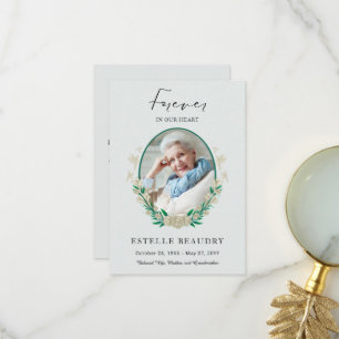 Elegant Floral Funeral Celebration of life Photo Thank You Card