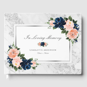 Elegant Floral Funeral Memorial Guest Book