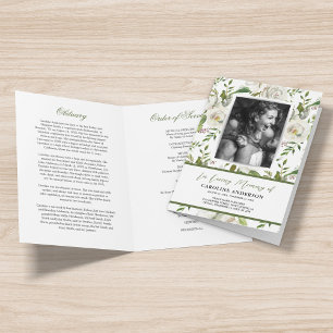 Elegant Floral Funeral Memorial Program