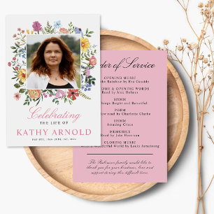 Elegant Floral Funeral Order of Service Program