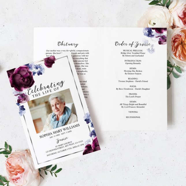 Elegant Floral Funeral Program | Order of Service (Creator Uploaded)
