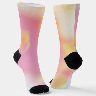 Elegant Floral Garden Blue Butterfly Crew Socks |