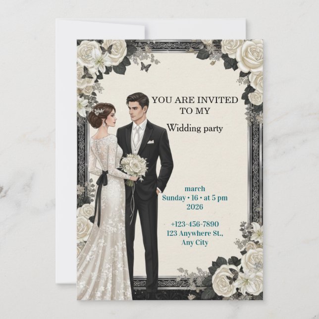 Elegant Floral Garden Custom Wedding Invitation (Front)