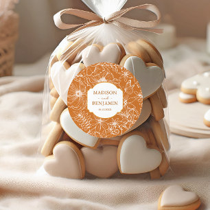 Elegant Floral Garden Gold Copper Wedding Classic Round Sticker