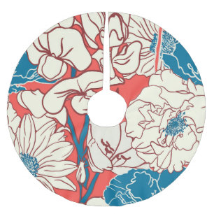 Elegant Floral Garden: Vintage Seamless Design Brushed Polyester Tree Skirt