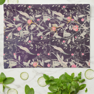 Elegant Floral Garden Watercolor Roses & Tulips Kitchen Towel