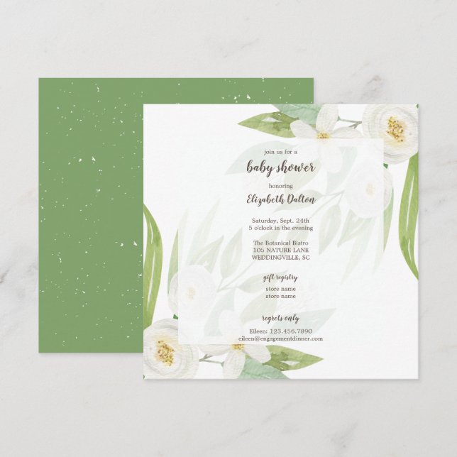 Elegant Floral Gender Neutral Baby Shower Invitation (Front/Back)