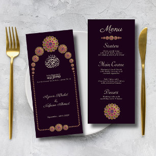 Elegant & Floral Geometric Pattern Islamic Wedding Menu
