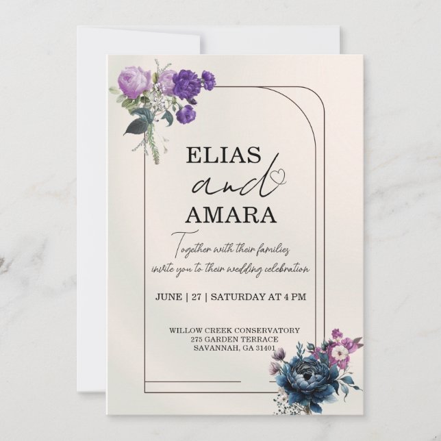 Elegant Floral Geometric Wedding Invitation (Devant)