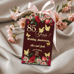 Elegant Floral Gold 85th Wedding Anniversary Gift Tags