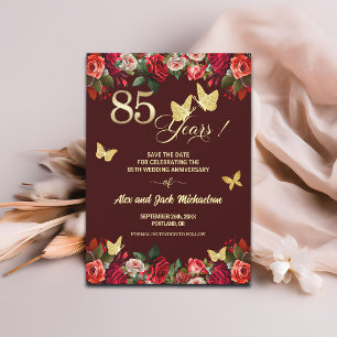 Elegant Floral Gold 85th Wedding Anniversary  Save The Date