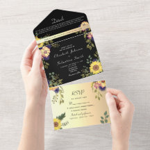 Elegant Floral Gold and Black Wedding