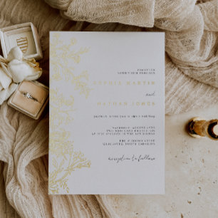 Elegant Floral Gold Black Wedding