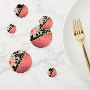 Elegant Floral ,Gold Diamonds ,Love-Name Confetti