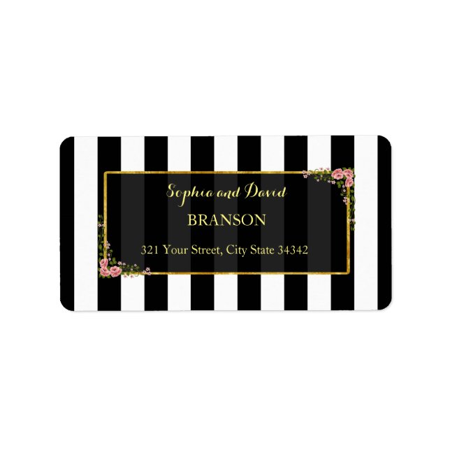 Elegant Floral Gold Foil Wedding Custom Label (Front)