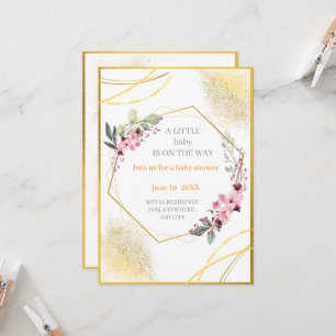 Elegant Floral Gold Geometric Baby Shower Invitati Invitation