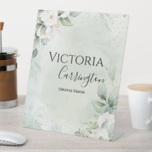 Elegant Floral Gold Green Professional Business