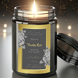 Elegant Floral Gold Grey Product Labels Beauty &