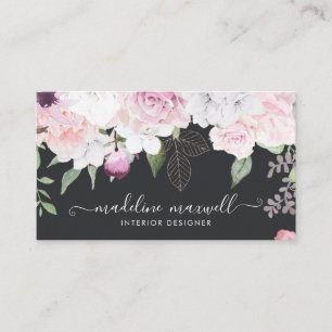 Elegant Floral   Gold Leaf Professional  Business Card