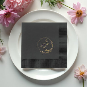 Elegant Floral Gold Monogram Wedding Foil Napkins
